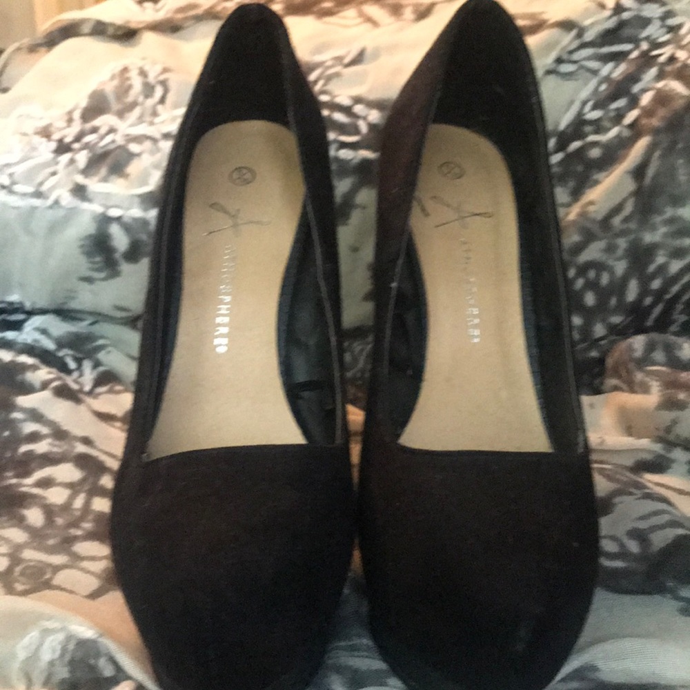 Black suede platform size 8